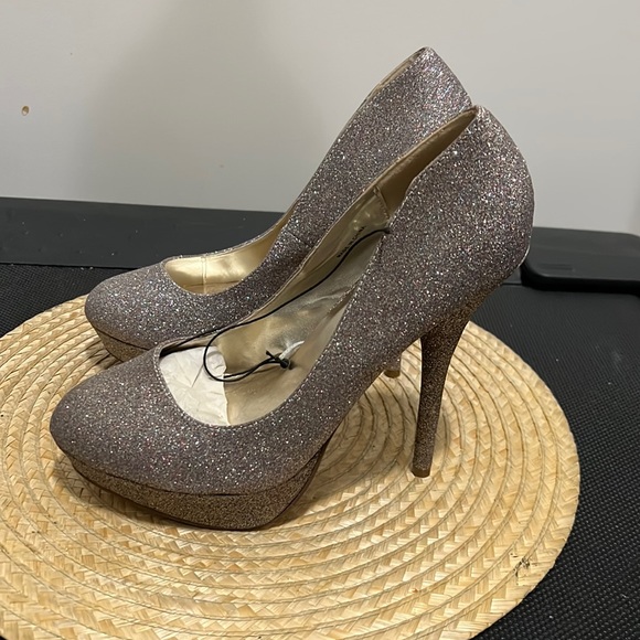 Forever21 Glitter Shimmer Sparkling Platform Heel Size 10 - Picture 4 of 15